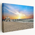 Large art print of Palm Beach scenery on stretched canvas, featuring soft pastel hues, ideal for kitchen wall art.