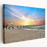 Large art print of Palm Beach scenery on stretched canvas, featuring soft pastel hues, ideal for kitchen wall art.