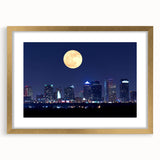 Extra large abstract art print of Tampa scenery in textured gold frame, featuring muted earth tones.