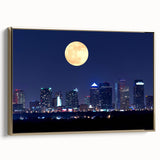 Framed canvas of Tampa landscape in muted gold and black tones, ideal for bedroom wall art.