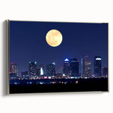 Framed canvas featuring a vintage-style landscape painting of Tampa, Florida in colorful hues, ideal for living room decor.