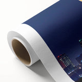Art Deco style Tampa skyline on rolled canvas in pastel shades, ideal for nursery wall art.