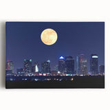 Black and white stretched canvas featuring a panoramic view of Tampa's skyline, ideal for kitchen wall art.