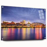 Acrylic print of Savannah, Georgia scenery in muted earth tones, ideal for dining room decor.