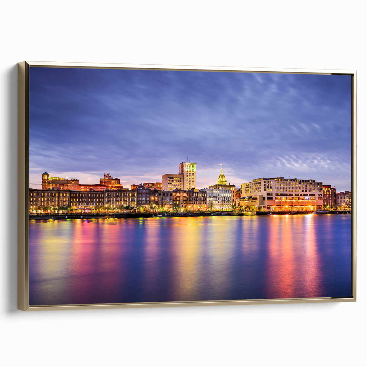 Framed canvas of a vintage-style Savannah landscape in muted gold and black tones, ideal for bedroom wall art.