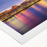 Art deco poster of Savannah skyline in soft pastel hues on rolled canvas, suitable for dining room wall art.