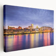 Large stretched canvas depicting a serene Savannah landscape in soft green and blue tones, suitable for kitchen wall art.