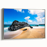 Framed canvas depicting a colorful Hawaiian landscape, ideal for adding a vintage touch to any room.
