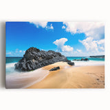 Black and white stretched canvas of Kauai landscape, ideal for kitchen wall art.
