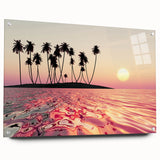 Acrylic print of a large abstract depiction of Maui, featuring vibrant blue and green tones.