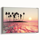 Framed canvas depicting a vibrant Maui landscape with a silver frame, suitable for enhancing a living room or office space.