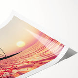 Extra large wall art featuring line art flowers in muted pastel shades on a rolled print, suited for large living room walls.