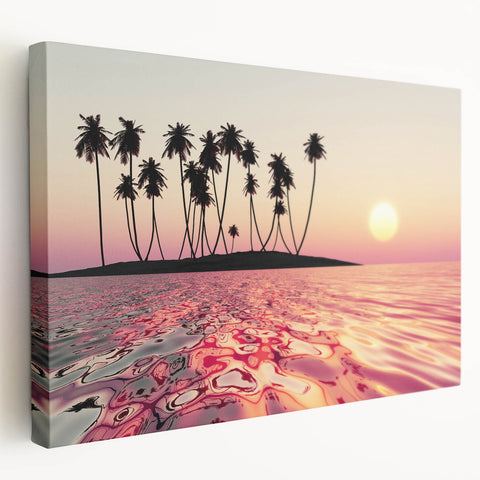 Stretched canvas depicting a vibrant Maui landscape in rich green and blue tones, ideal for kitchen wall art.
