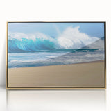 Large art print of Oahu, Hawaii scenery on framed acrylic, with mid-century modernist style, ideal for modern art wall decor.