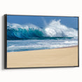 Black and white wall art of Oahu, Hawaii landscape on framed canvas, ideal for bedroom decor.