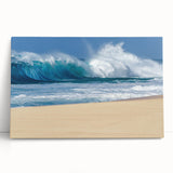 Black and white panoramic photo of Oahu coastline on stretched canvas, suitable as large kitchen wall art or bedroom decor.