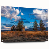 Acrylic print of a large abstract Idaho scenery in muted earth tones, suitable for bedroom or dining room decor.