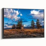 Black and white framed canvas of Idaho landscape in vintage poster style, ideal for bedroom decor.