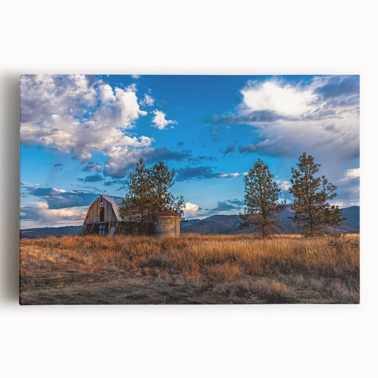 Black and white scenic Idaho landscape on stretched canvas, suitable as large kitchen wall art.