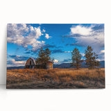Black and white stretched canvas featuring a serene Idaho landscape, ideal for kitchen wall art.