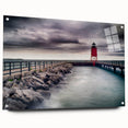 Acrylic print of Lake Michigan with soft blue and gray tones, suitable for bedroom or dining room decor.