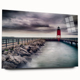 Acrylic print of Lake Michigan featuring large abstract blues and greens, ideal for bedroom or dining room art.