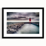 Abstract art print of Lake Michigan with vibrant blue and green hues on a large textured canvas, ideal for living room decor.