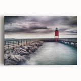 Black and white large art print of Lake Michigan, ideal for kitchen wall art, on stretched canvas.
