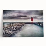Black and white photo of Lake Michigan, large stretched canvas, ideal for kitchen wall art or bedroom ambiance.