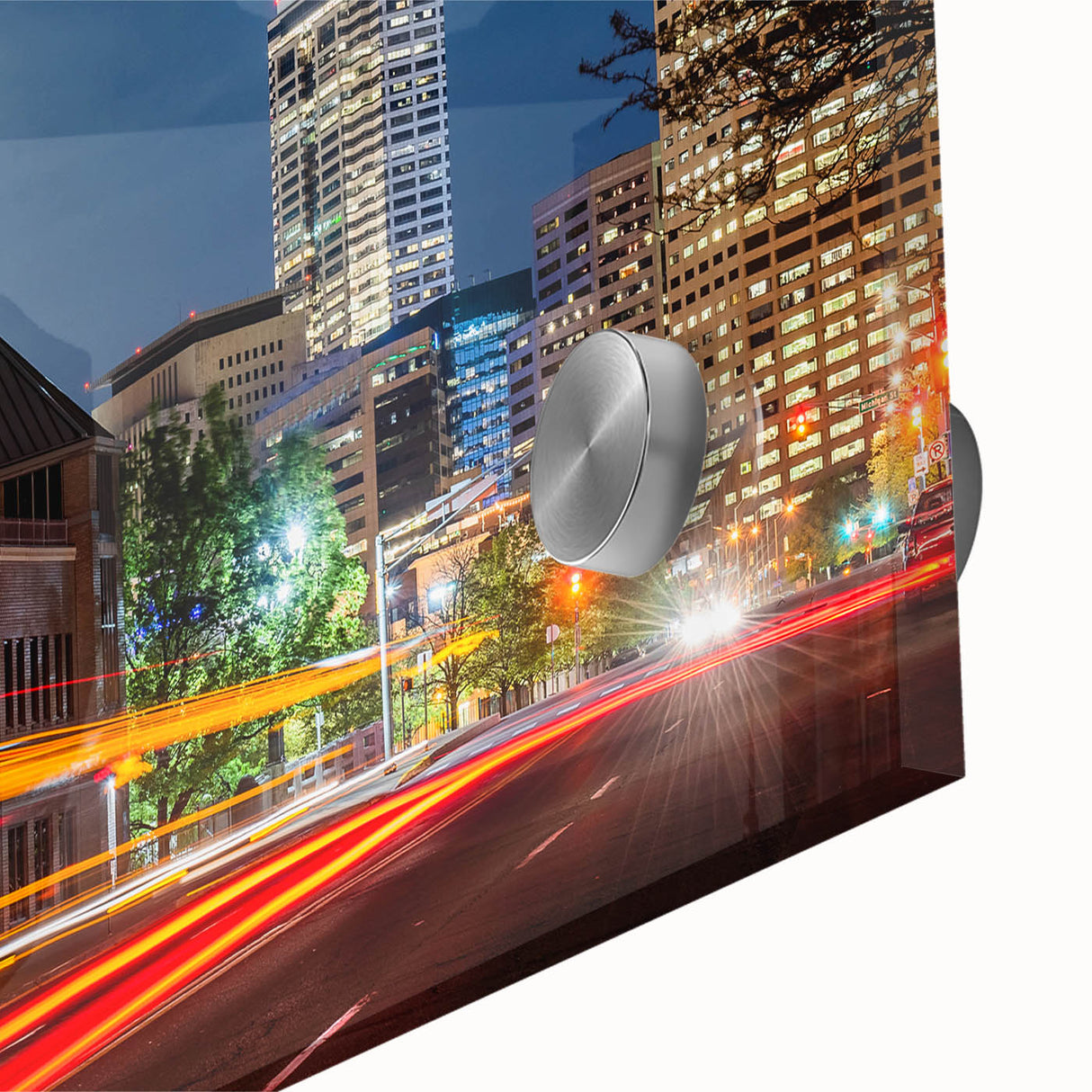 Large abstract wall art featuring Indianapolis scenery in muted earth tones on acrylic glass.