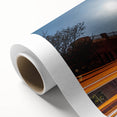 Art deco poster of Indianapolis skyline in monochrome shades on rolled canvas, suitable for nursery wall art.