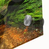 Large abstract wall art depicting Indiana scenery in muted earth tones on acrylic glass, suitable for dining room ambiance.