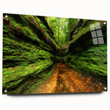 Acrylic print of a large abstract depiction of Indiana scenery in muted earth tones.