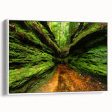 Vintage poster art of Indiana scenery with vibrant colors on a large framed canvas, suitable for living room decor.