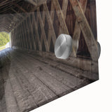 Mid-century modernist large abstract art print of Iowa scenery in vibrant earth tones on acrylic glass.