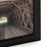 Close-up of textured black wall art featuring a colorful Iowa scenery on a framed canvas, ideal for living room ambiance.