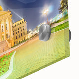 Large abstract wall art depicting Kansas scenery in mid-century modernist style on acrylic glass, ideal for dining room art.