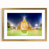 Extra large wall art featuring an abstract depiction of Kansas scenery in textured gold and earth tones, framed with a mat.