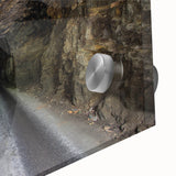 Large abstract wall art of Kentucky scenery in muted earth tones on acrylic glass, suited for dining room ambiance.