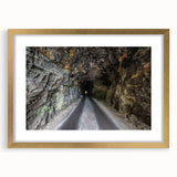 Extra large abstract art print depicting textured Kentucky scenery in muted earth tones, framed in gold.