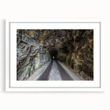 Abstract art print of Kentucky scenery in muted earth tones on a white-matted frame, ideal for dining room decor.