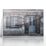 Art deco poster of New Orleans landscape in muted pastel shades, framed acrylic, ideal for nursery wall art.