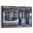 Black and white vintage poster art of New Orleans landscape on framed canvas, ideal for bedroom wall decor.