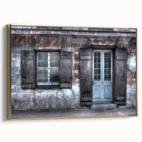 Framed canvas depicting a vintage-style New Orleans landscape in black and gold tones, ideal for bedroom wall art.