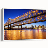 Vintage poster art of Louisiana scenery on a framed canvas, featuring colorful art with black accents.