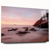 Acrylic print of Acadia, Maine, displaying serene landscape in soft blue and green tones.
