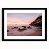 Extra large abstract art print of a colorful, textured Acadia scenery on a framed canvas, ideal for living room decor.