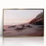 Acadia National Park scenery on a gold-framed acrylic, featuring muted earth tones, ideal for modern art wall decor.