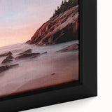 Extra large framed canvas of Acadia, Maine, featuring a textured, black and colorful scenery, ideal for living room decor.