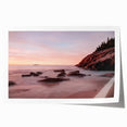 Rolled print of Acadia National Park with lush greenery and calm waters, ideal for art wall dining room.